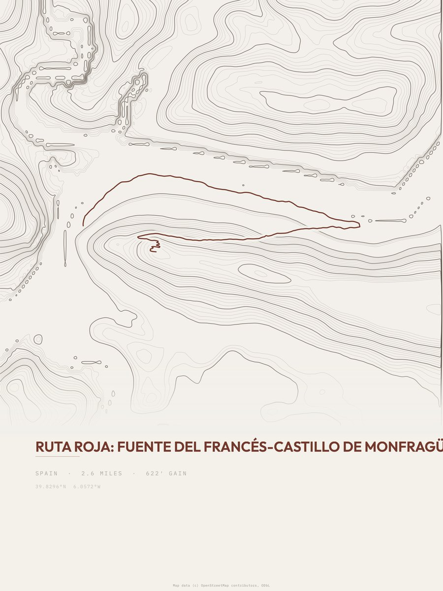 Ruta roja Topographic print