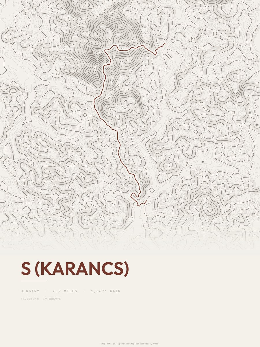 Karancs topographic trail print
