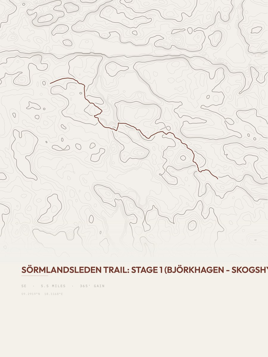 Sörmlandsleden Trail topographic trail print