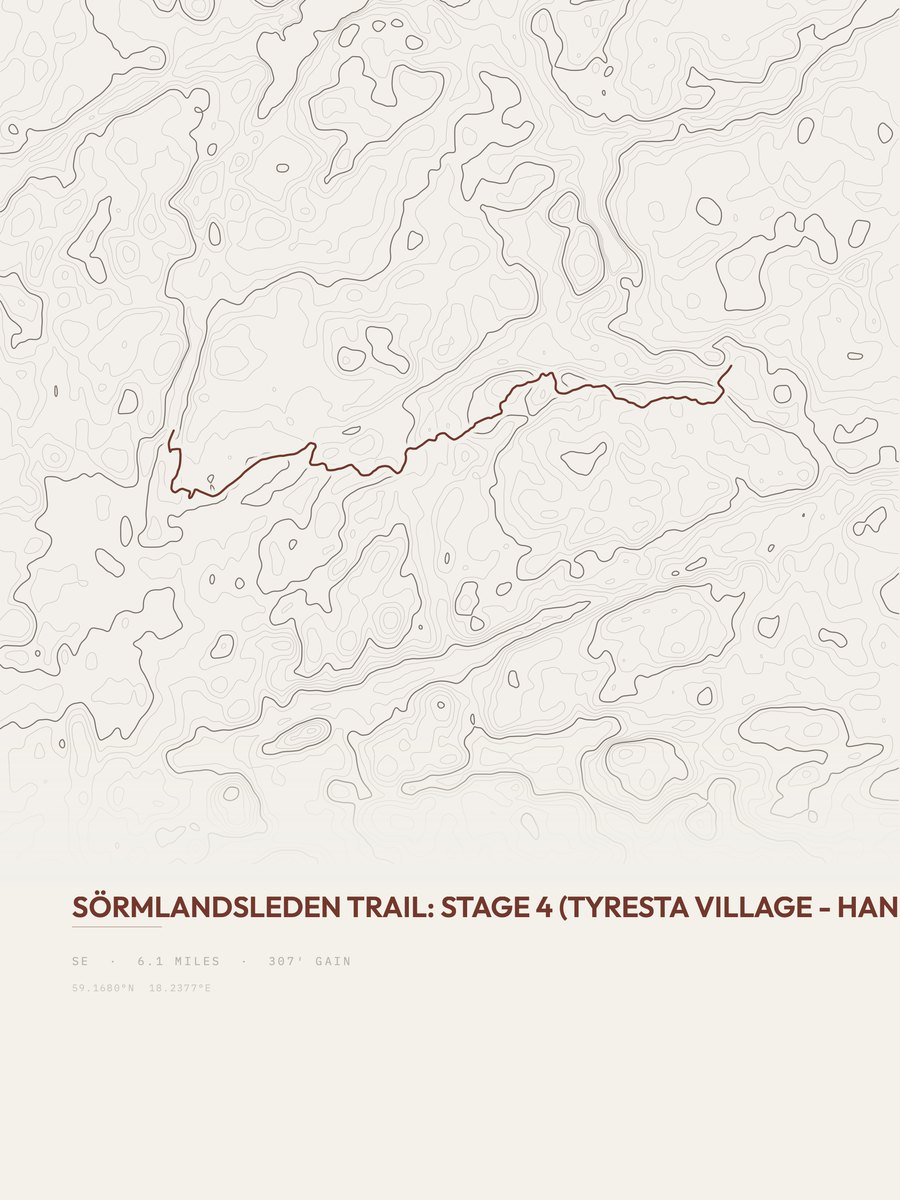 Sörmlandsleden topographic trail print