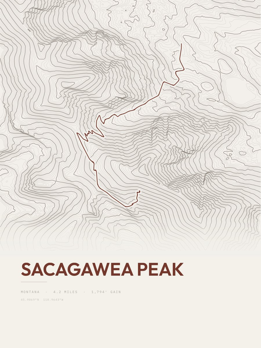 Sacagawea Peak Topographic print