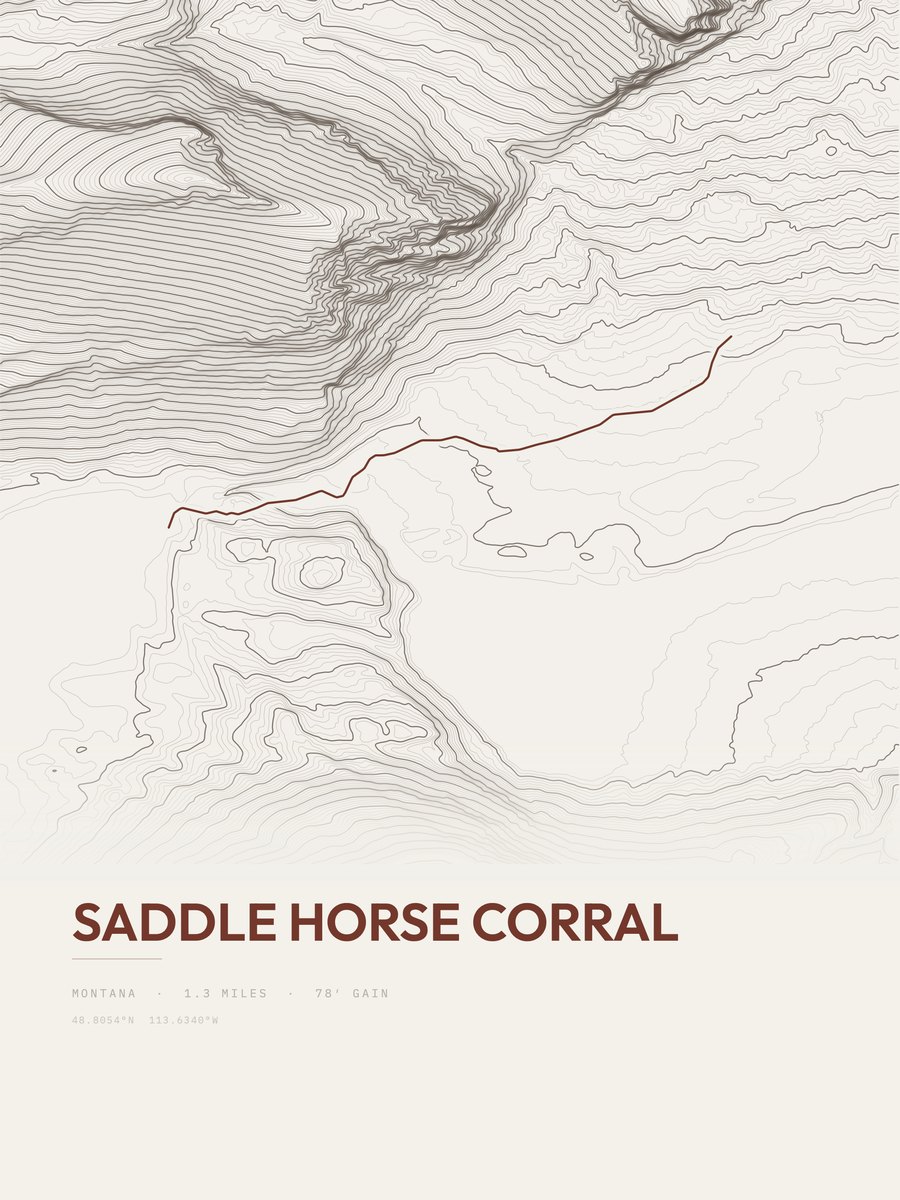 Saddle Horse Corral topographic trail print