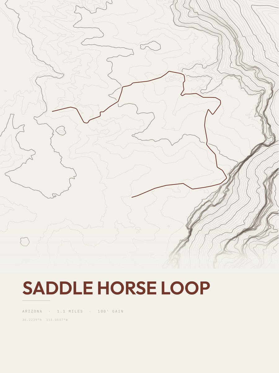Saddle Horse Loop topographic trail print