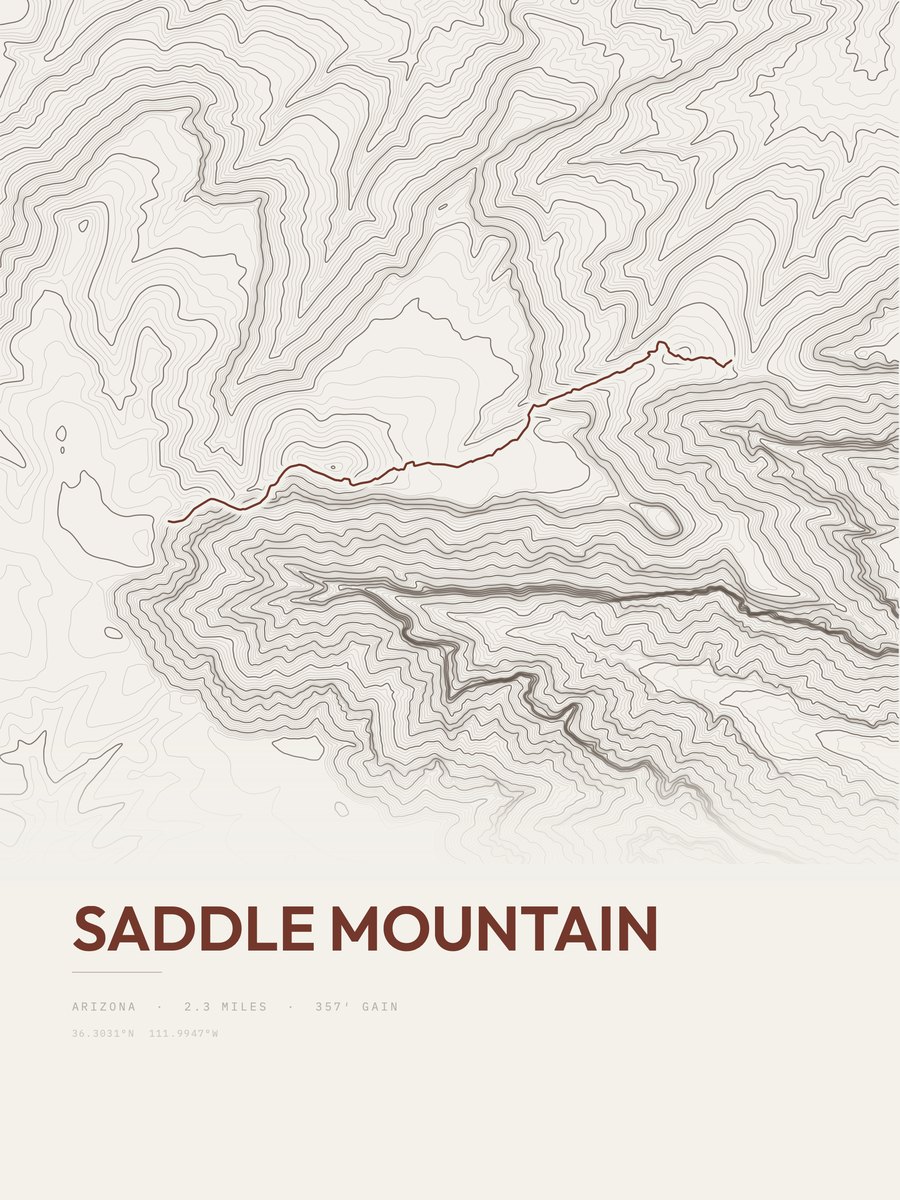 Saddle Mountain Topographic print