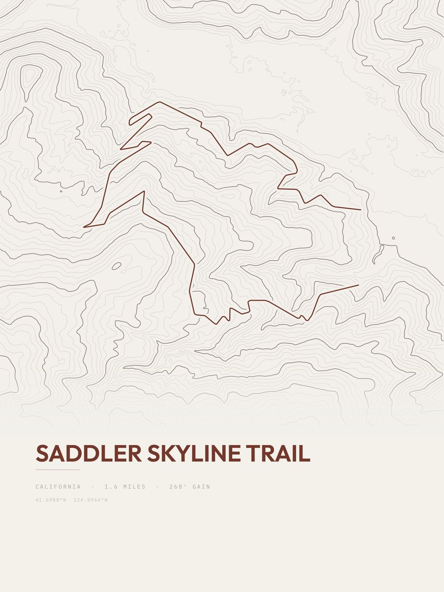 Saddler Skyline Trail topographic trail print