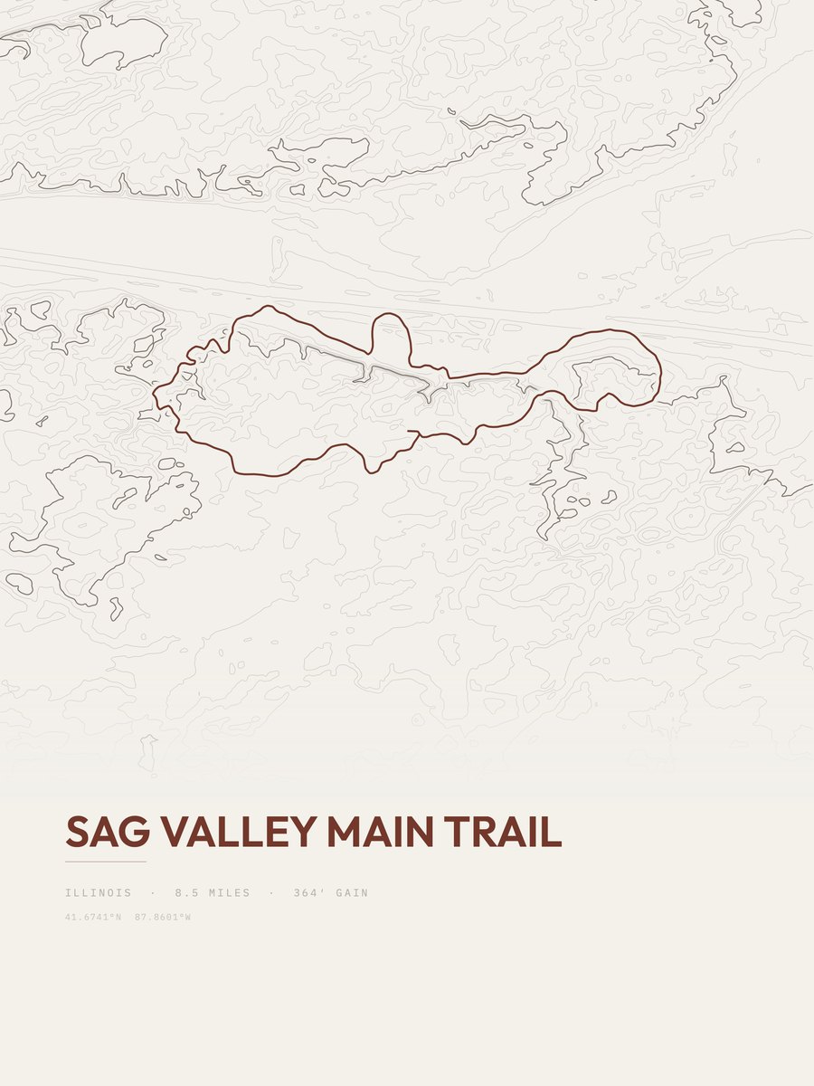 Sag Valley Main Trail topographic trail print