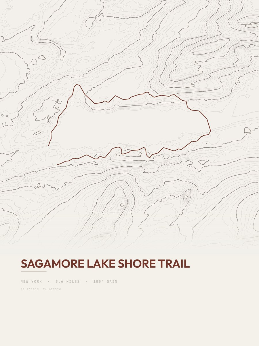 Sagamore Lake Shore Trail topographic trail print