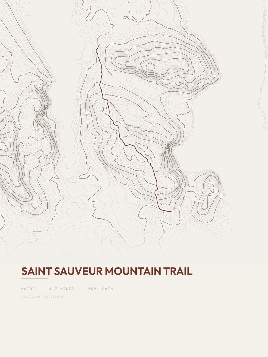 Saint Sauveur Mountain Trail Topographic print