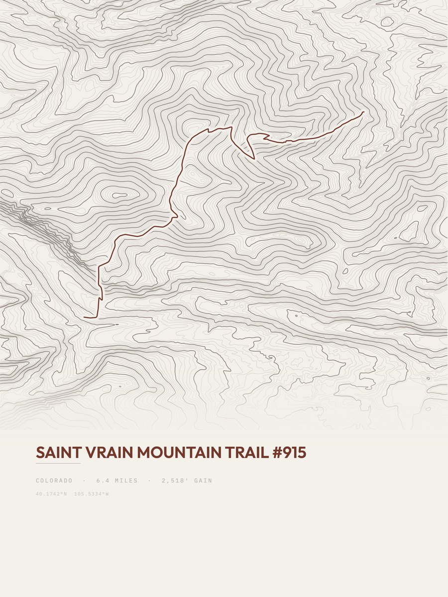 Saint Vrain Mountain Trail Topographic print