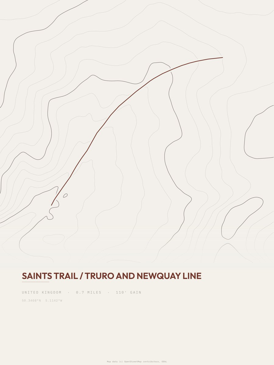 Saints Trail topographic trail print