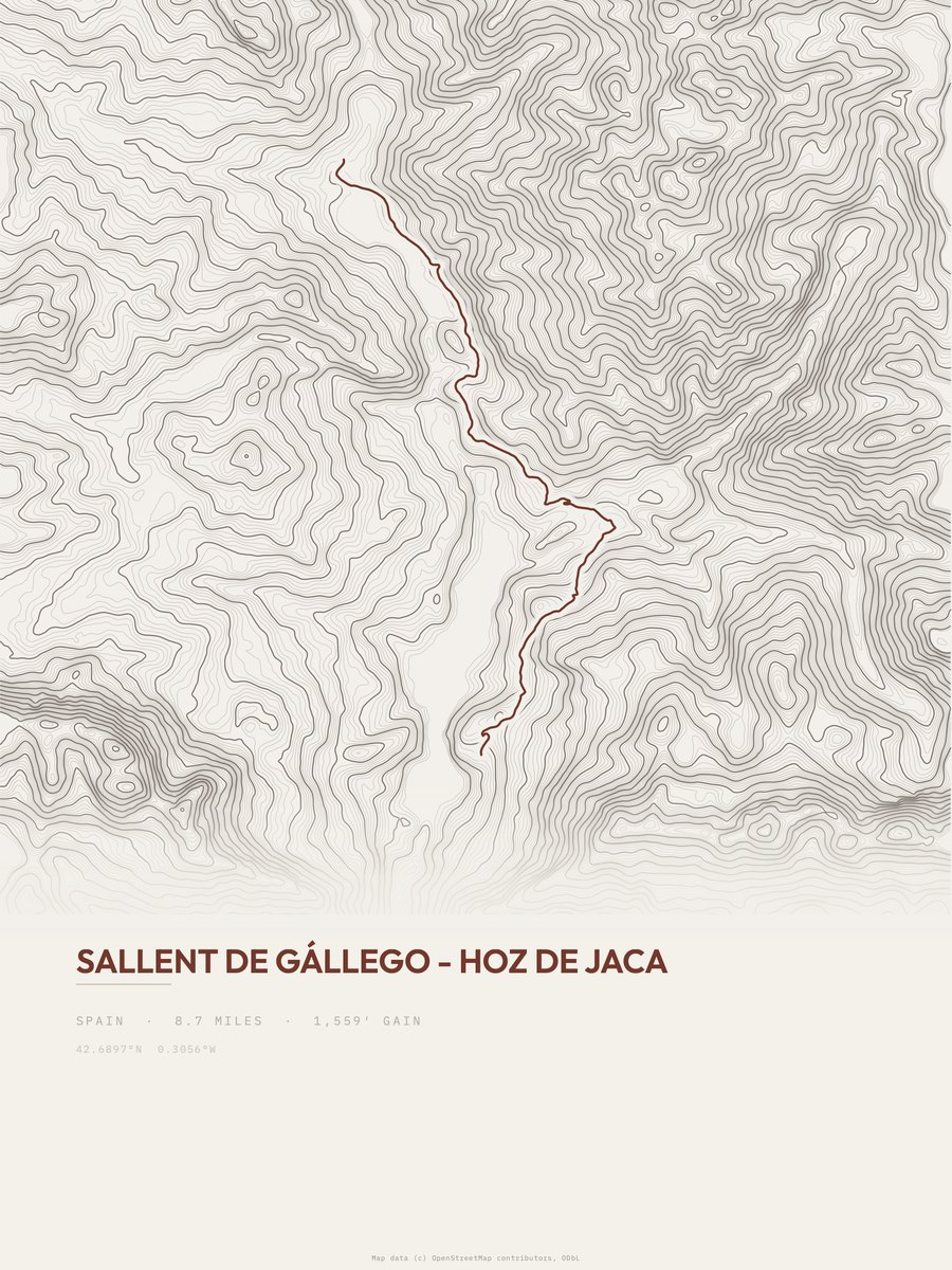 Sallent de Gállego - Hoz de Jaca Topographic print
