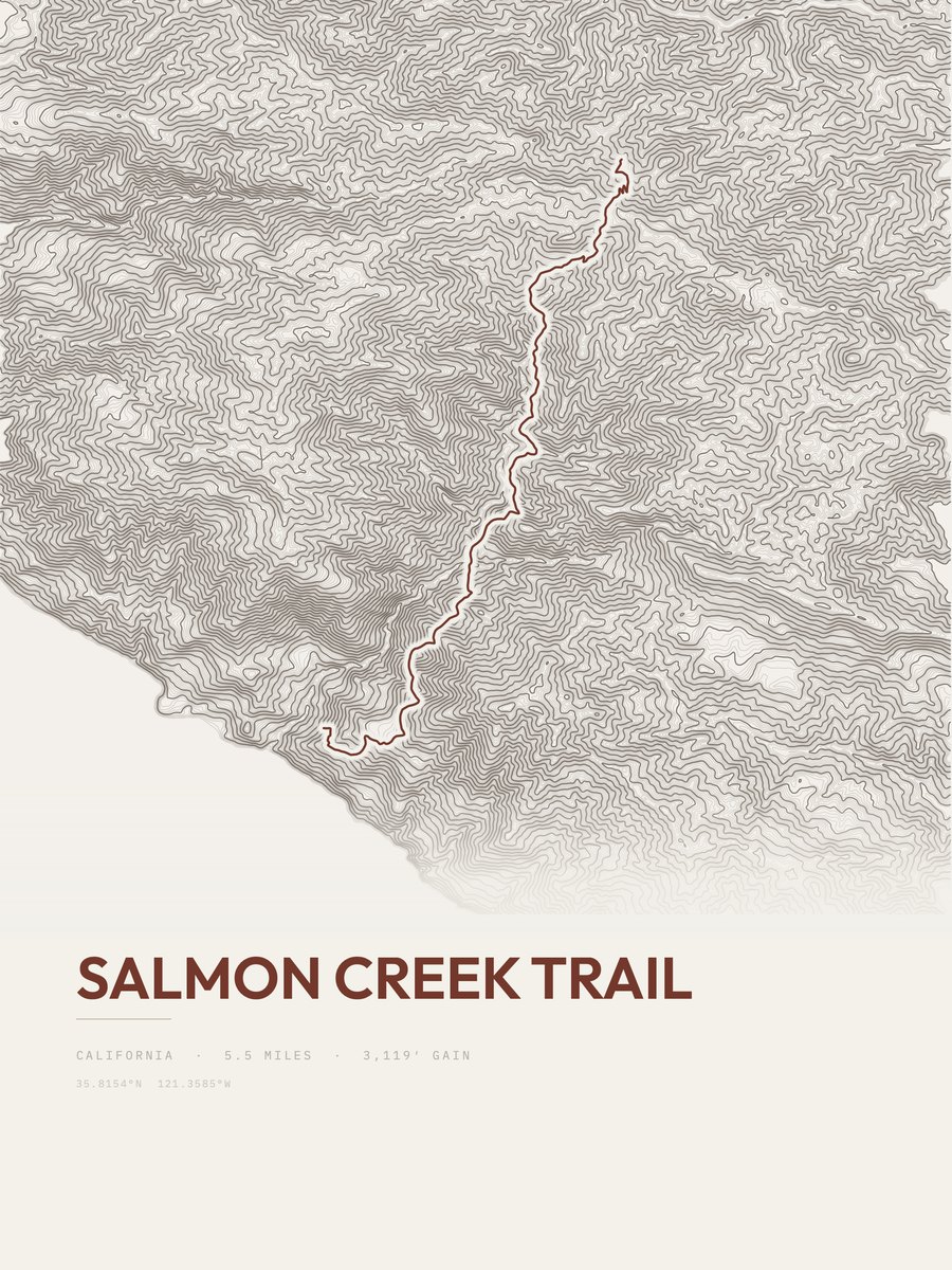 Salmon Creek Trail Topographic print