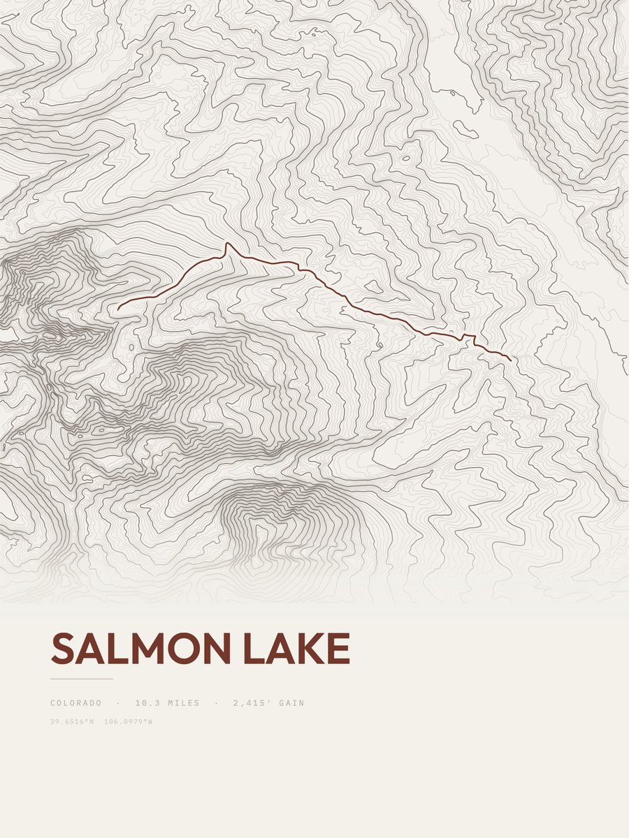 Salmon Lake Topographic print