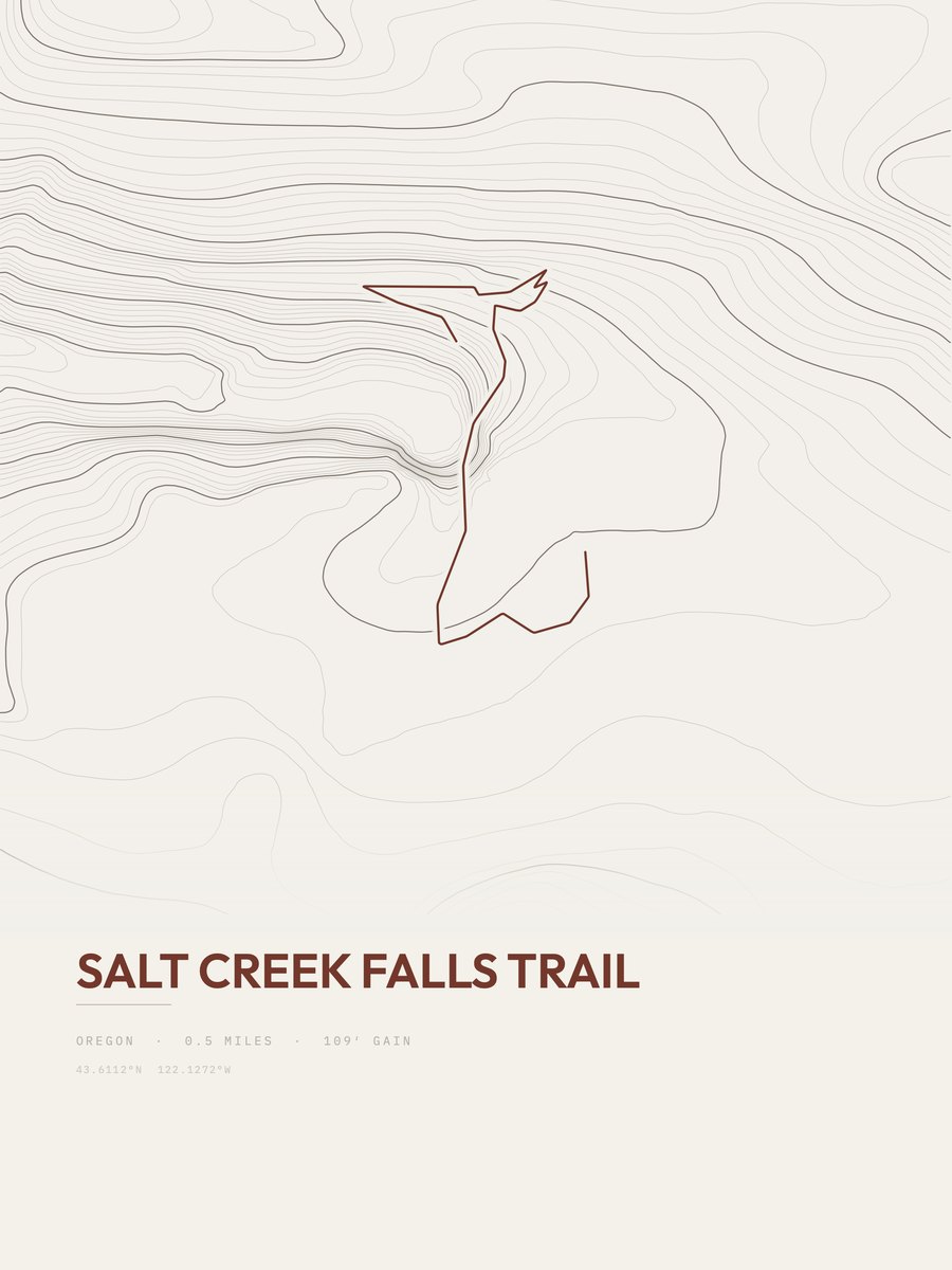 Salt Creek Falls Trail Topographic print