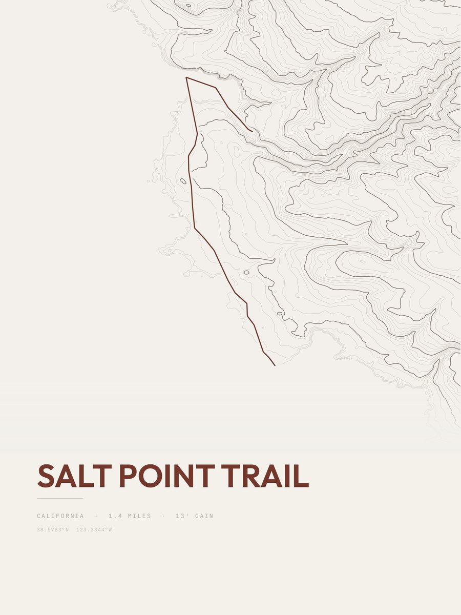 Salt Point Trail topographic trail print