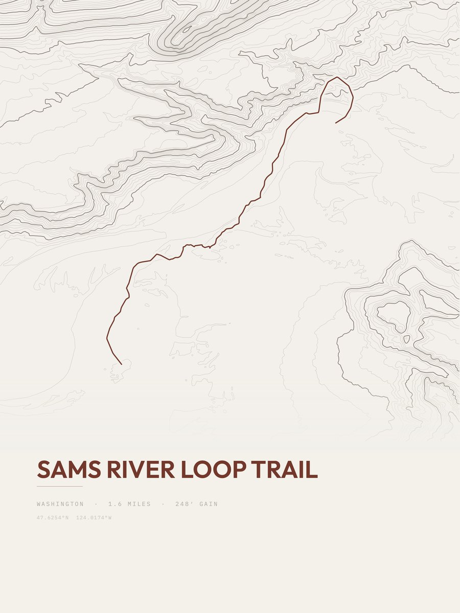 Sams River Loop Trail topographic trail print