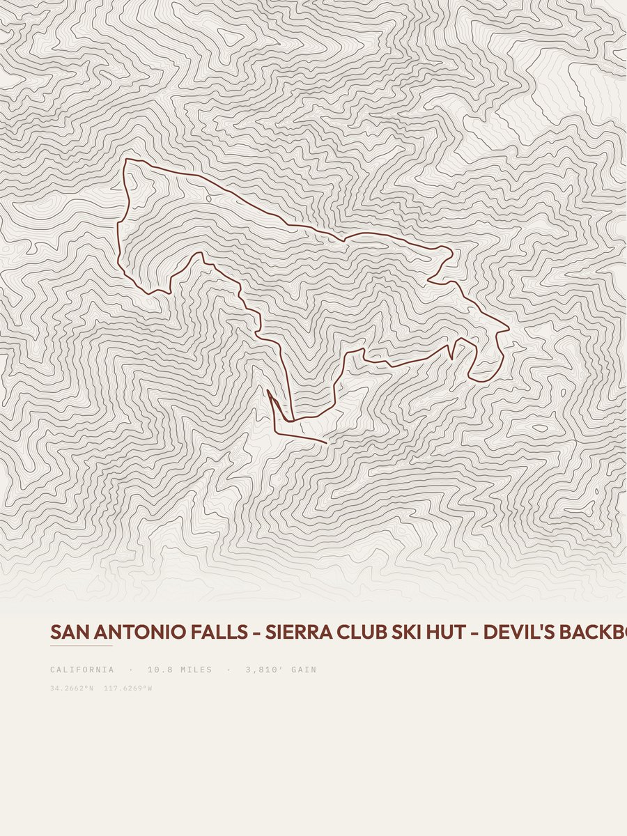 Devil's Backbone topographic trail print