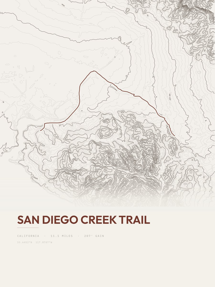 San Diego Creek Trail Topographic print