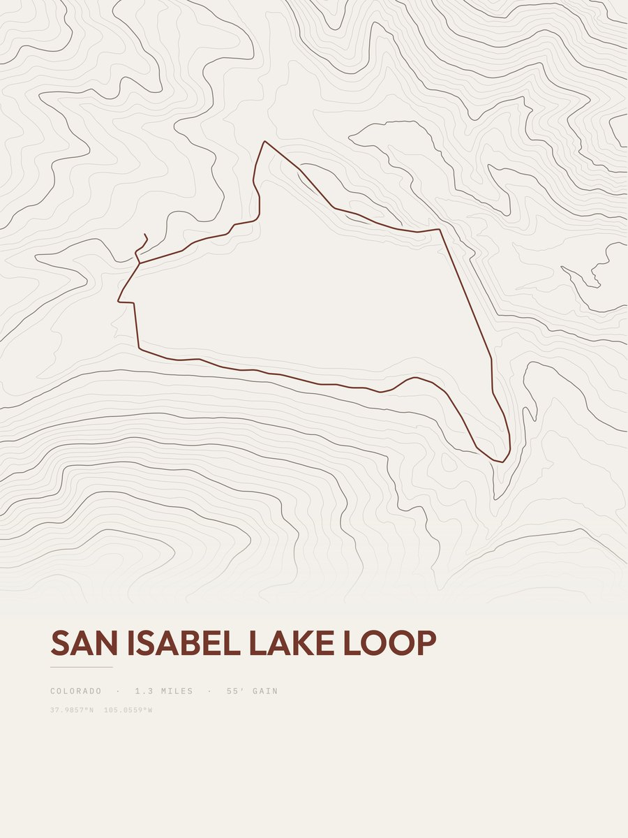 San Isabel Lake Loop topographic trail print
