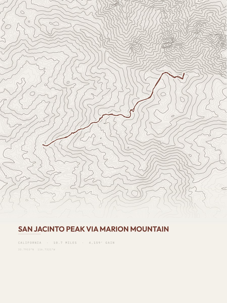 San Jacinto Peak Topographic print
