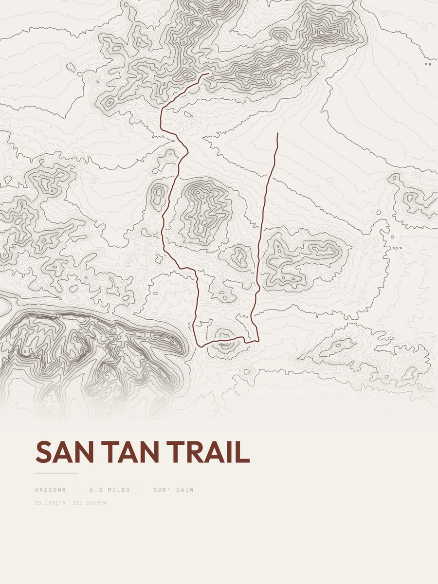 San Tan Trail Topographic print