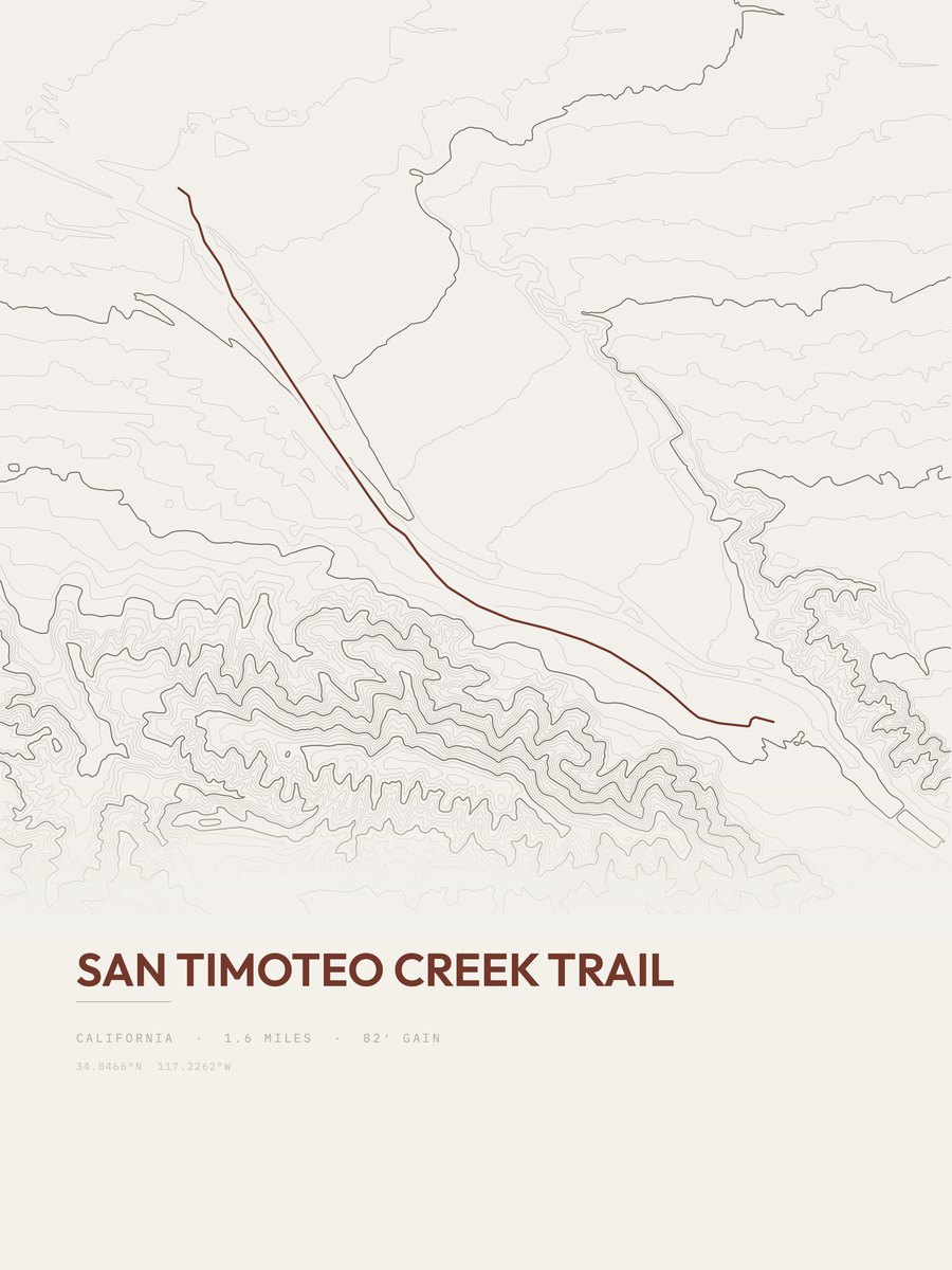 San Timoteo Creek Trail topographic trail print