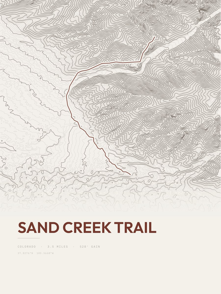 Sand Creek Trail topographic trail print
