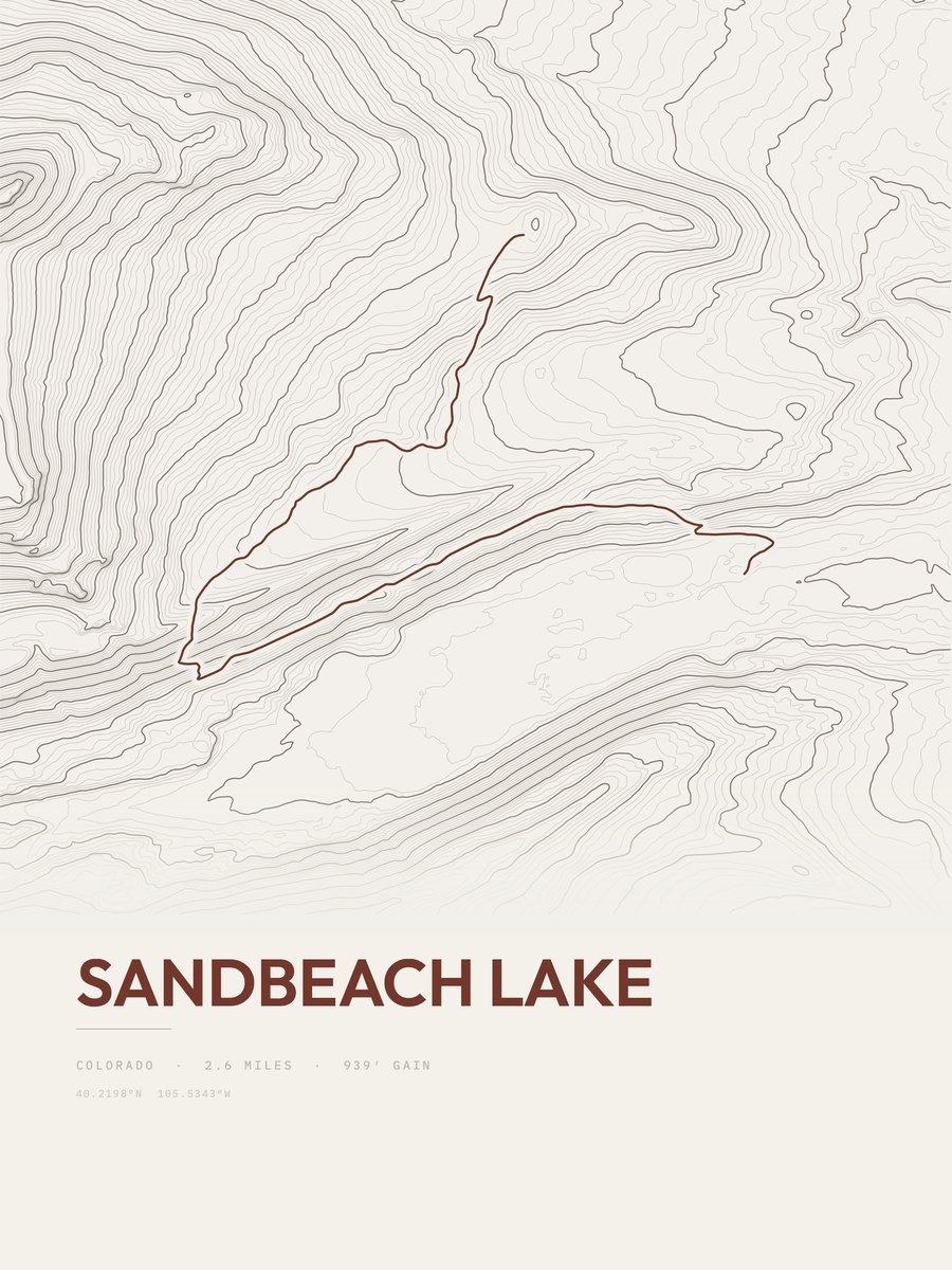 Sandbeach Lake Topographic print