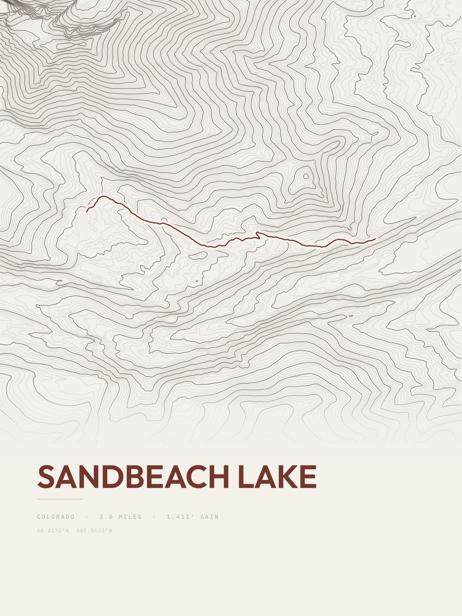 Sandbeach Lake Topographic print