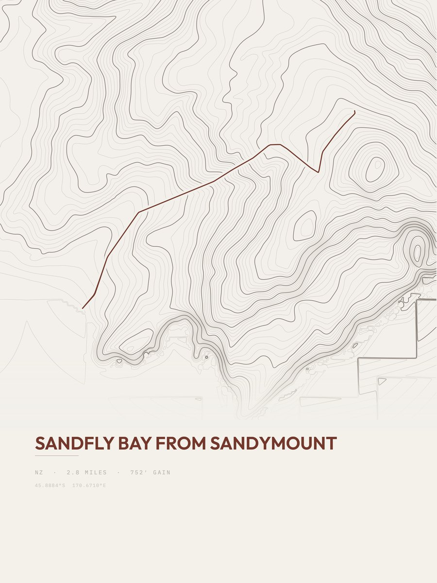 Sandfly Bay from Sandymount topographic trail print