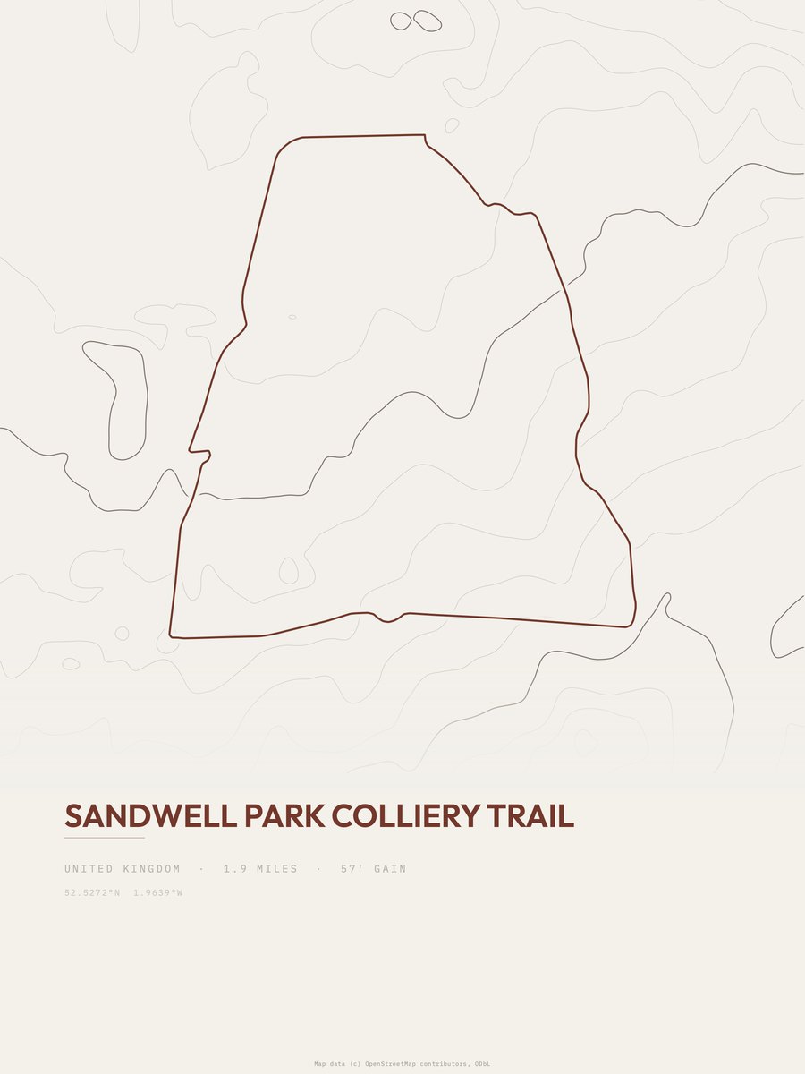 Sandwell Park Colliery Trail Topographic print