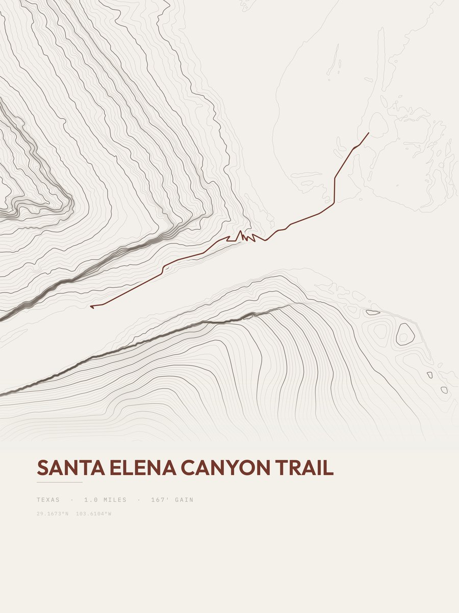 Santa Elena Canyon Trail Topographic print