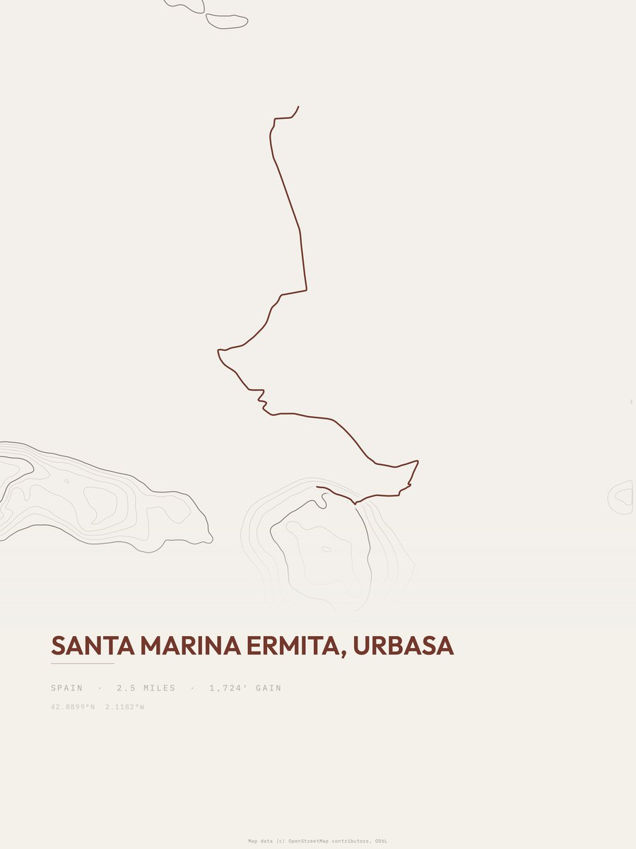 Santa Marina ermita topographic trail print