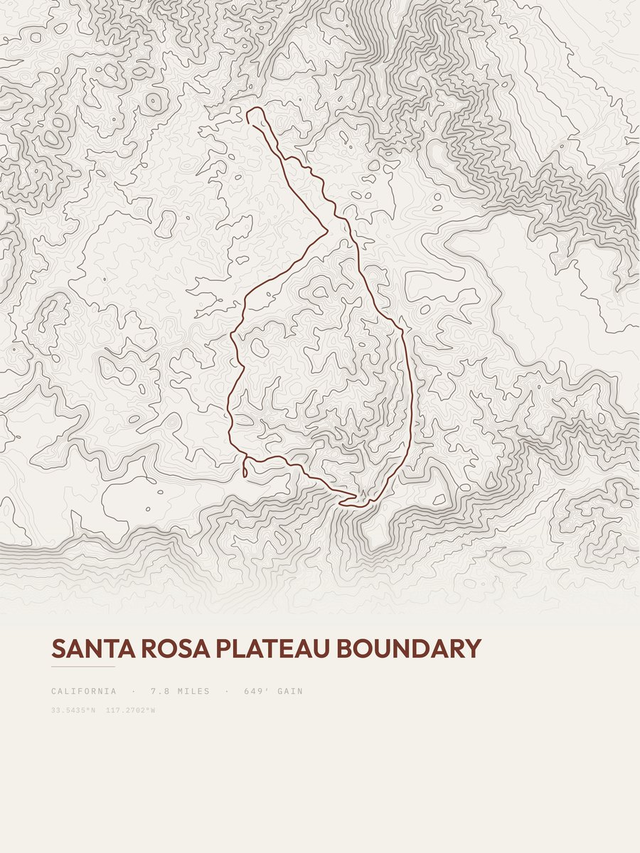 Santa Rosa Plateau Boundary Topographic print