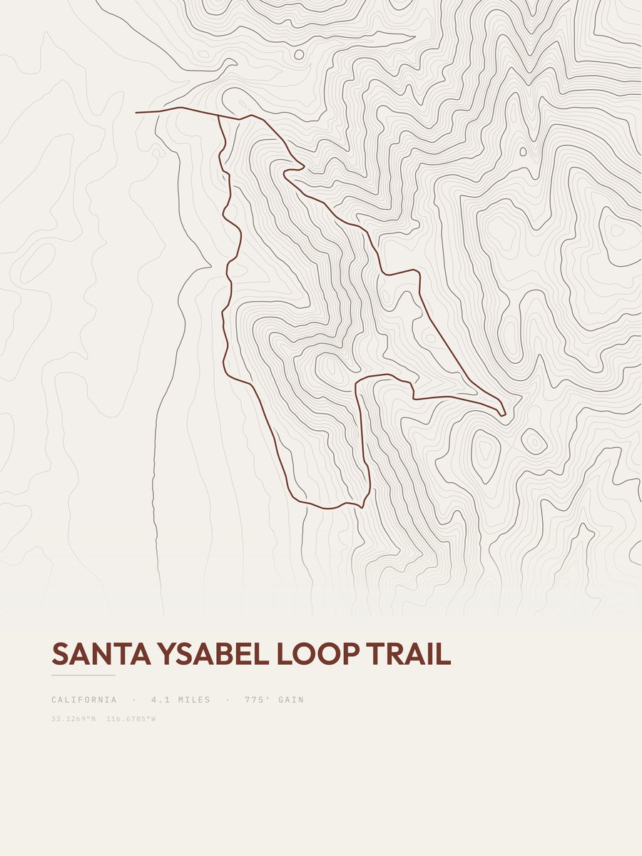 Santa Ysabel Loop Trail Topographic print