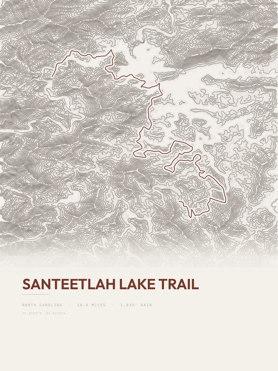 Santeetlah Lake Trail topographic trail print