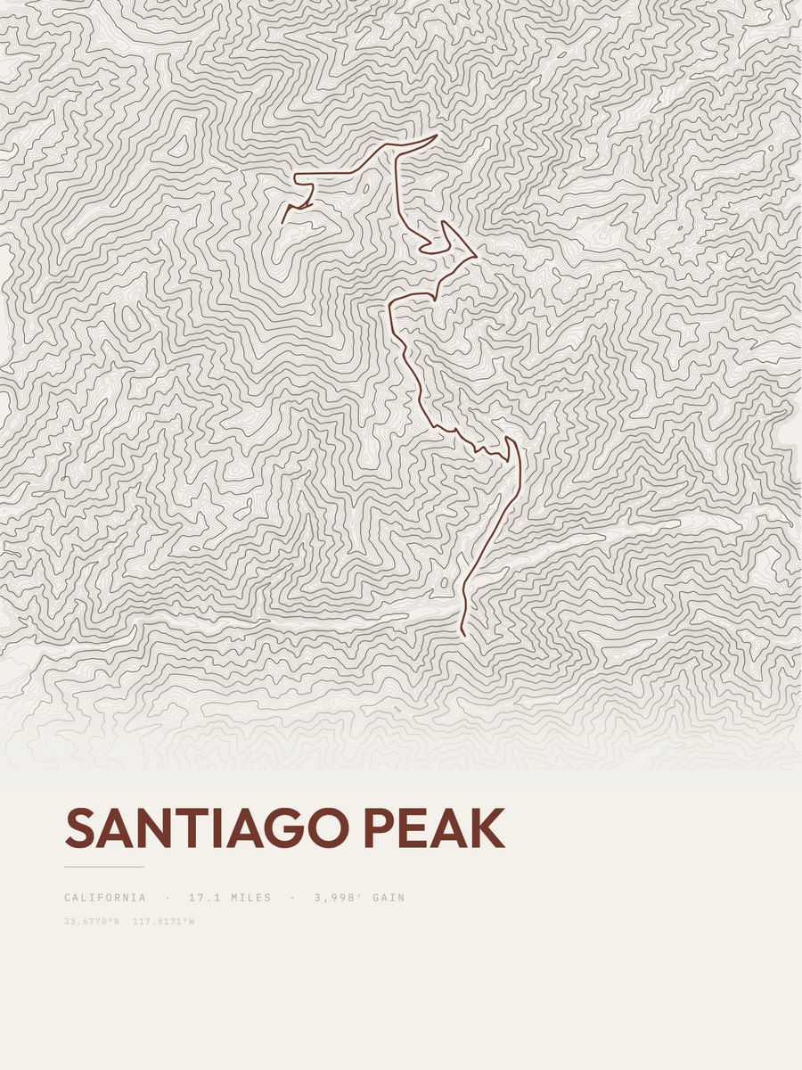 Santiago Peak Topographic print