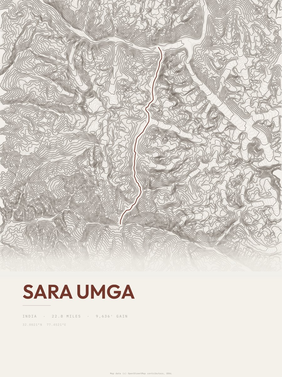 Sara Umga topographic trail print
