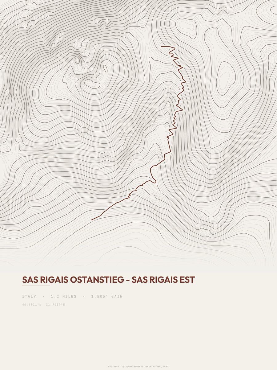 Sas Rigais Est topographic trail print