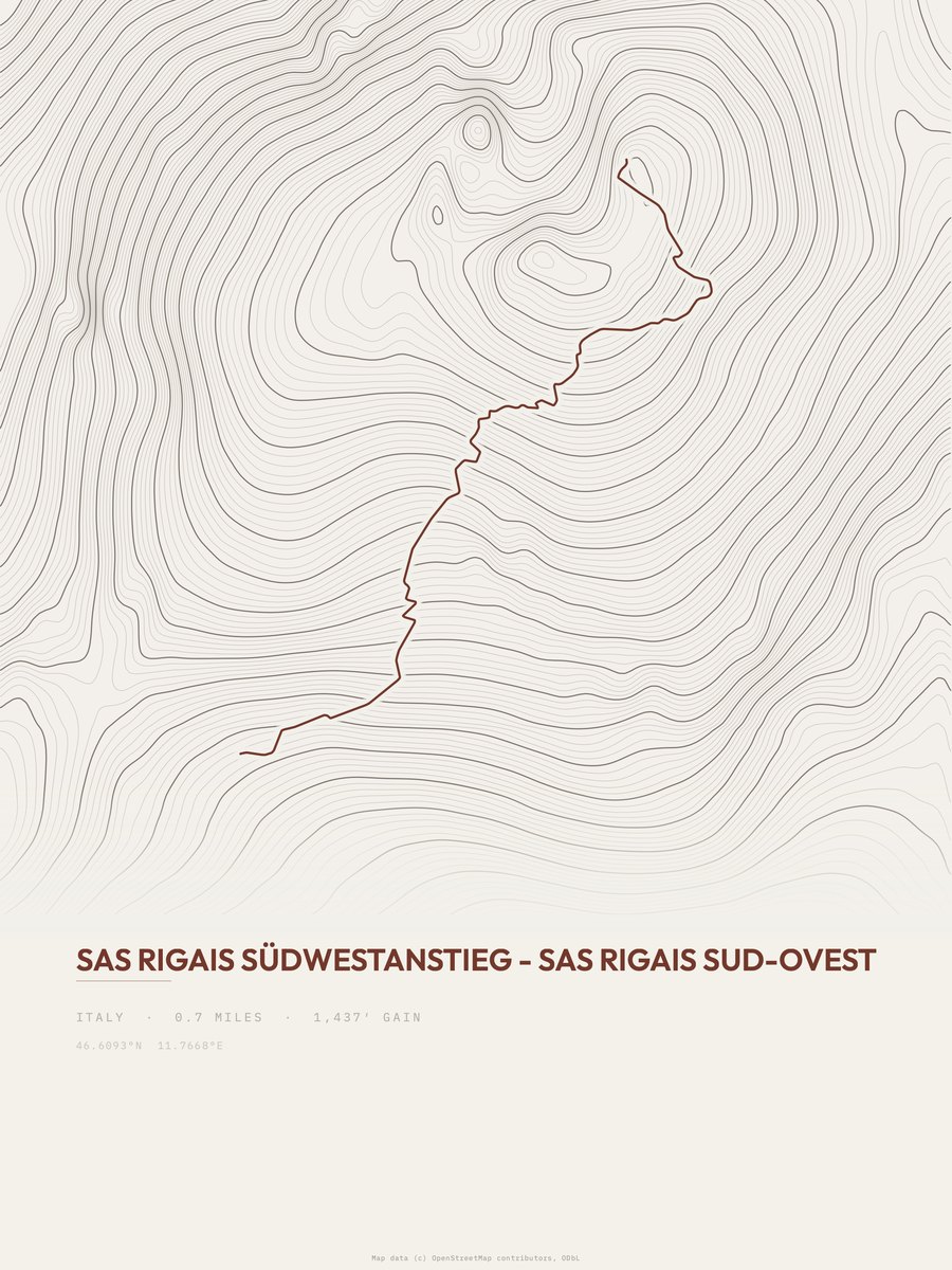 Sas Rigais Sud-Ovest Topographic print