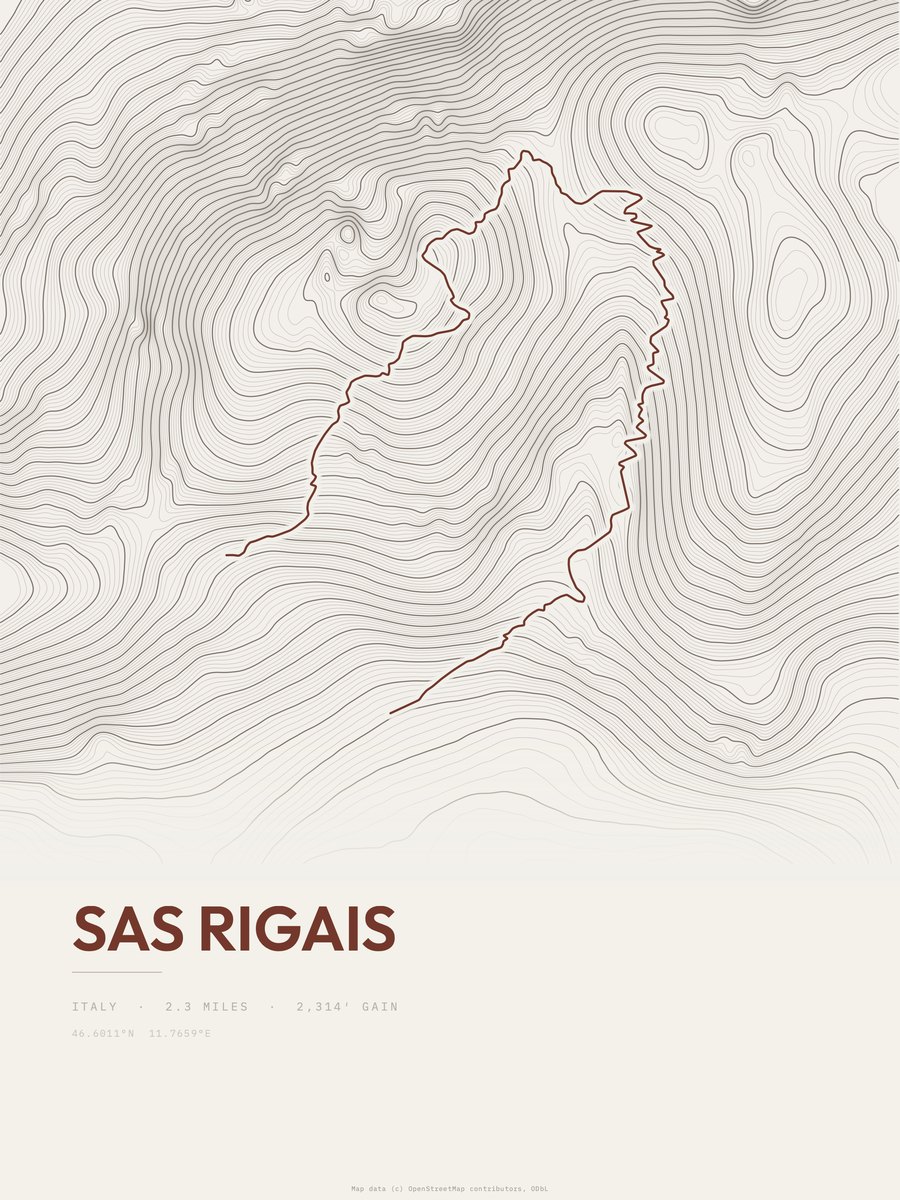 Sas Rigais topographic trail print