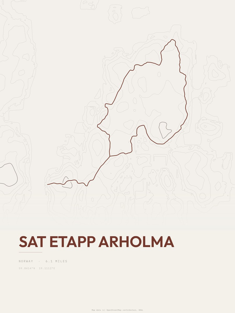 SAT Etapp Arholma topographic trail print