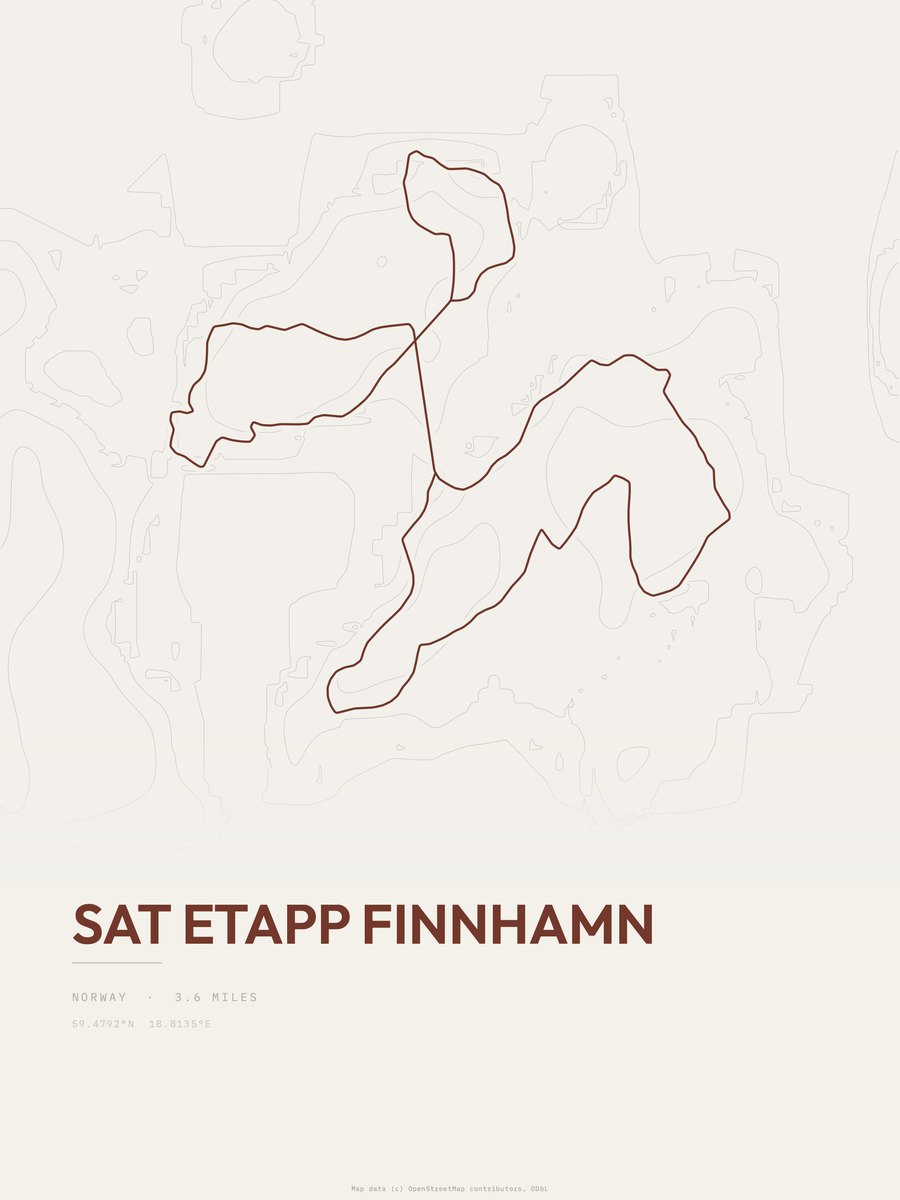 SAT Etapp Finnhamn topographic trail print