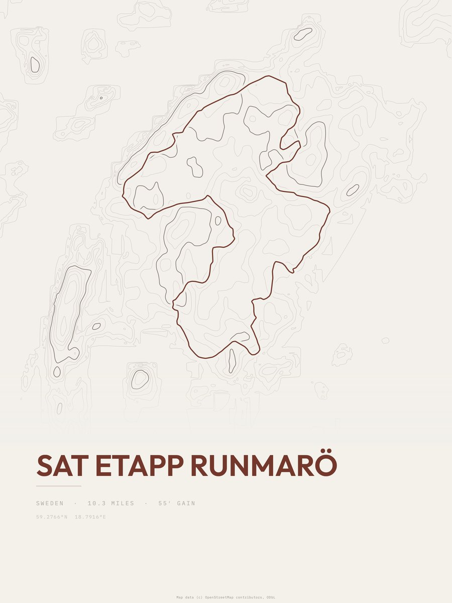 SAT Etapp Runmarö topographic trail print