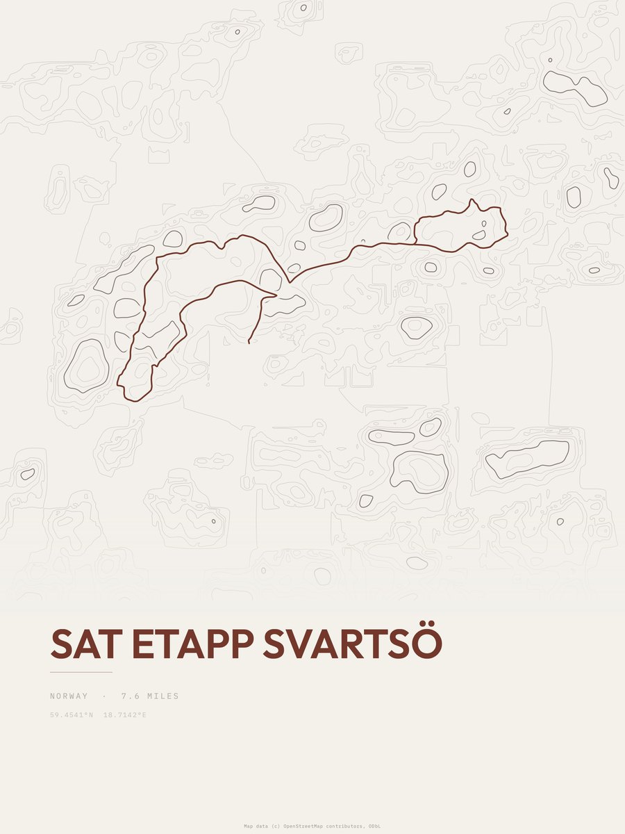 SAT Etapp Svartsö topographic trail print