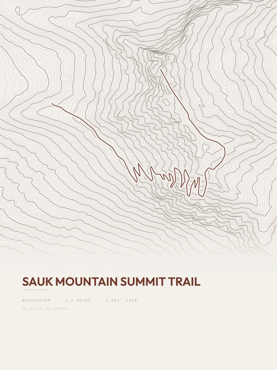 Sauk Mountain Summit Trail Topographic print