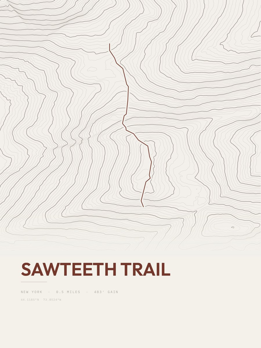 Sawteeth Trail Topographic print