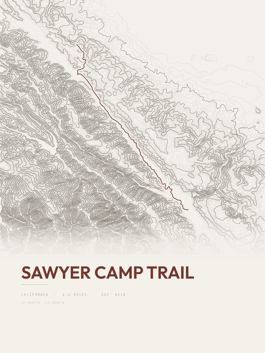 Sawyer Camp Trail Topographic print