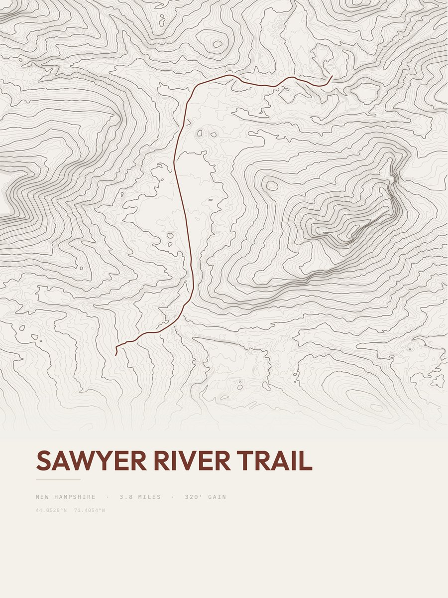 Sawyer River Trail topographic trail print