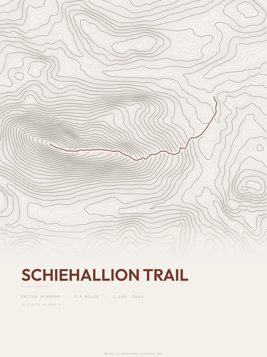 Schiehallion Trail topographic trail print